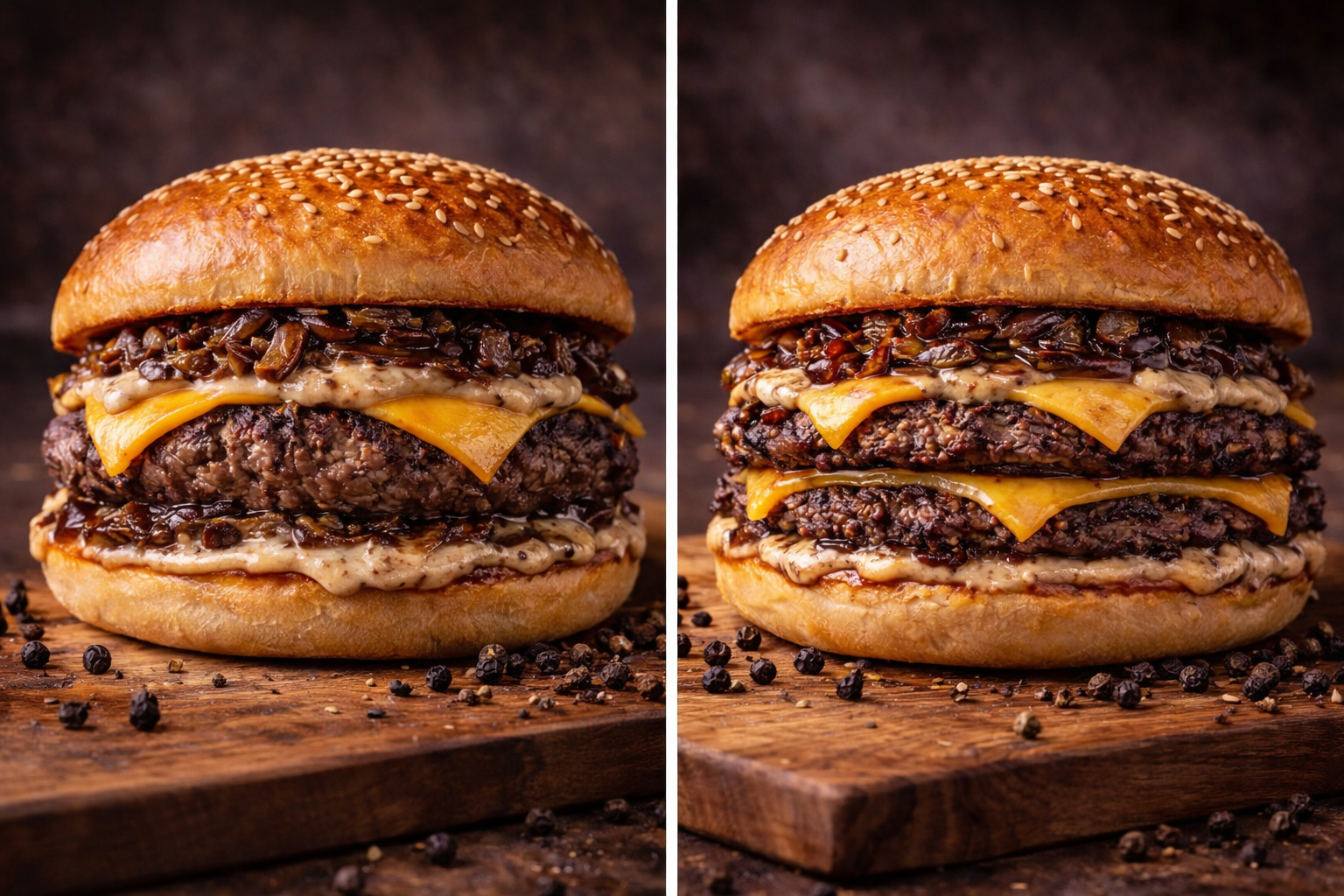 Black Pepper Burger – Classic links, Smash rechts